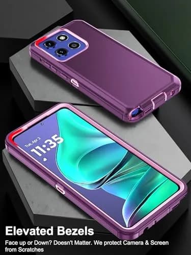 Jiunai Purple Heavy Duty Dual Layer Case for Moto G Stylus 2025/2026 (6.7-inch Display) | Shockproof Port Cover Rugged Phone Case thumbnail 6