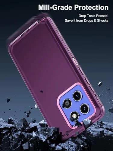 Jiunai Purple Heavy Duty Dual Layer Case for Moto G Stylus 2025/2026 (6.7-inch Display) | Shockproof Port Cover Rugged Phone Case thumbnail 3