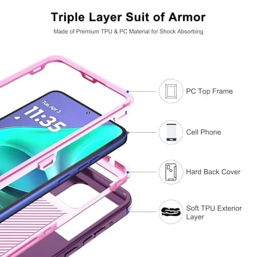 Jiunai Purple Heavy Duty Dual Layer Case for Moto G Stylus 2025/2026 (6.7-inch Display) | Shockproof Port Cover Rugged Phone Case thumbnail 4