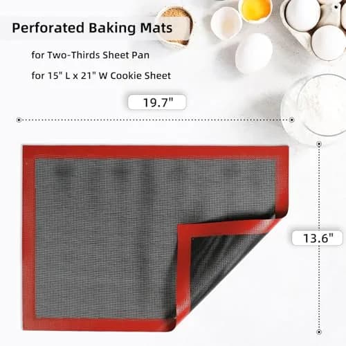 Amyandone Perforated Silicone Baking Mat 40cm x 50cm (15.7" x 19.7") | Non-Stick Eclair Mat for Two-Thirds Sheet Pans thumbnail 2