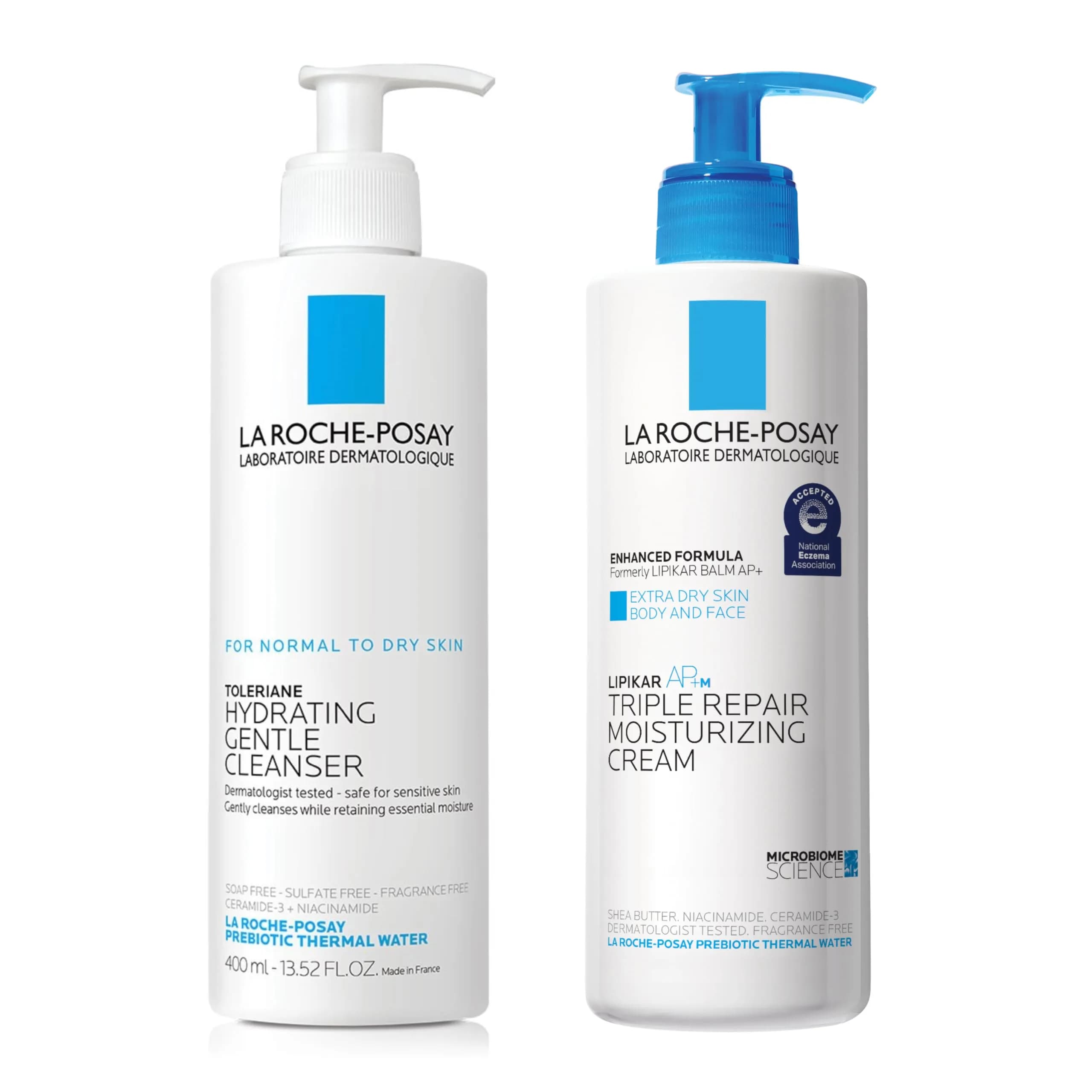 La Roche-Posay Toleriane Hydrating Gentle Face Cleanser + Lipikar AP+ Triple Repair Moisturizing Cream Bundle 27.02 Fl Oz (800ml) - main product image