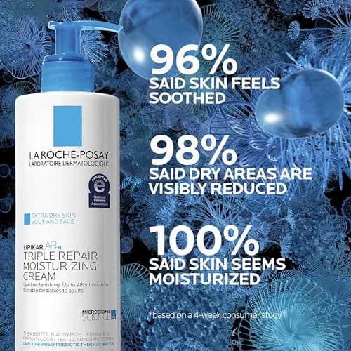 La Roche-Posay Toleriane Hydrating Gentle Face Cleanser + Lipikar AP+ Triple Repair Moisturizing Cream Bundle 27.02 Fl Oz (800ml) thumbnail 6