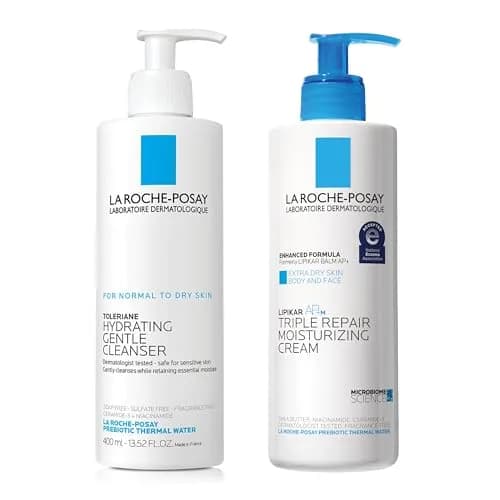 La Roche-Posay Toleriane Hydrating Gentle Face Cleanser + Lipikar AP+ Triple Repair Moisturizing Cream Bundle 27.02 Fl Oz (800ml) thumbnail 1