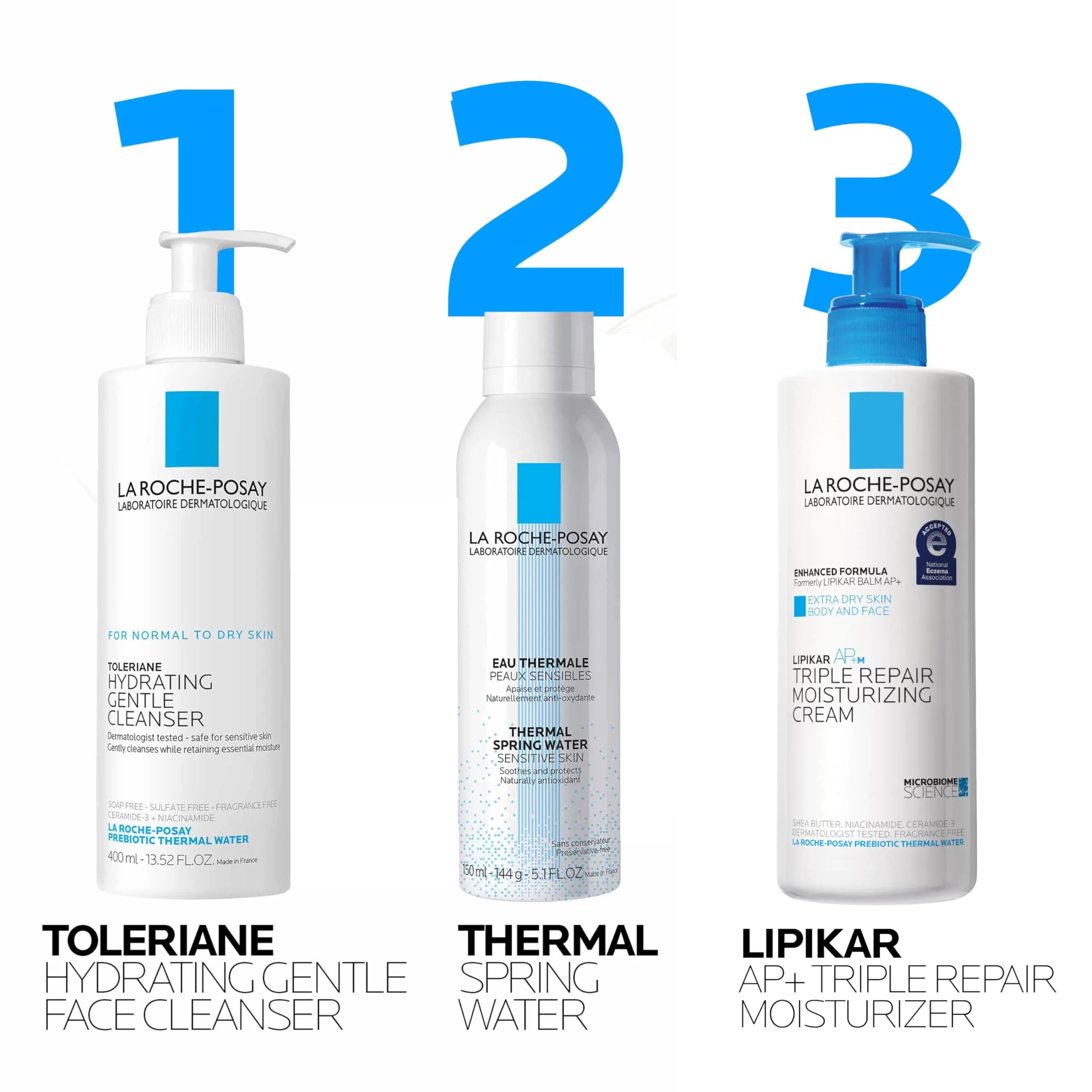 La Roche-Posay Toleriane Hydrating Gentle Face Cleanser + Lipikar AP+ Triple Repair Moisturizing Cream Bundle 27.02 Fl Oz (800ml) - view 9