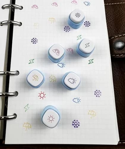 ZMLSED 6-in-1 Self-Inking Planner Stamp Set - Weather Icons, 10mm Stamps | For Bullet Journaling & Scrapbooking thumbnail 4