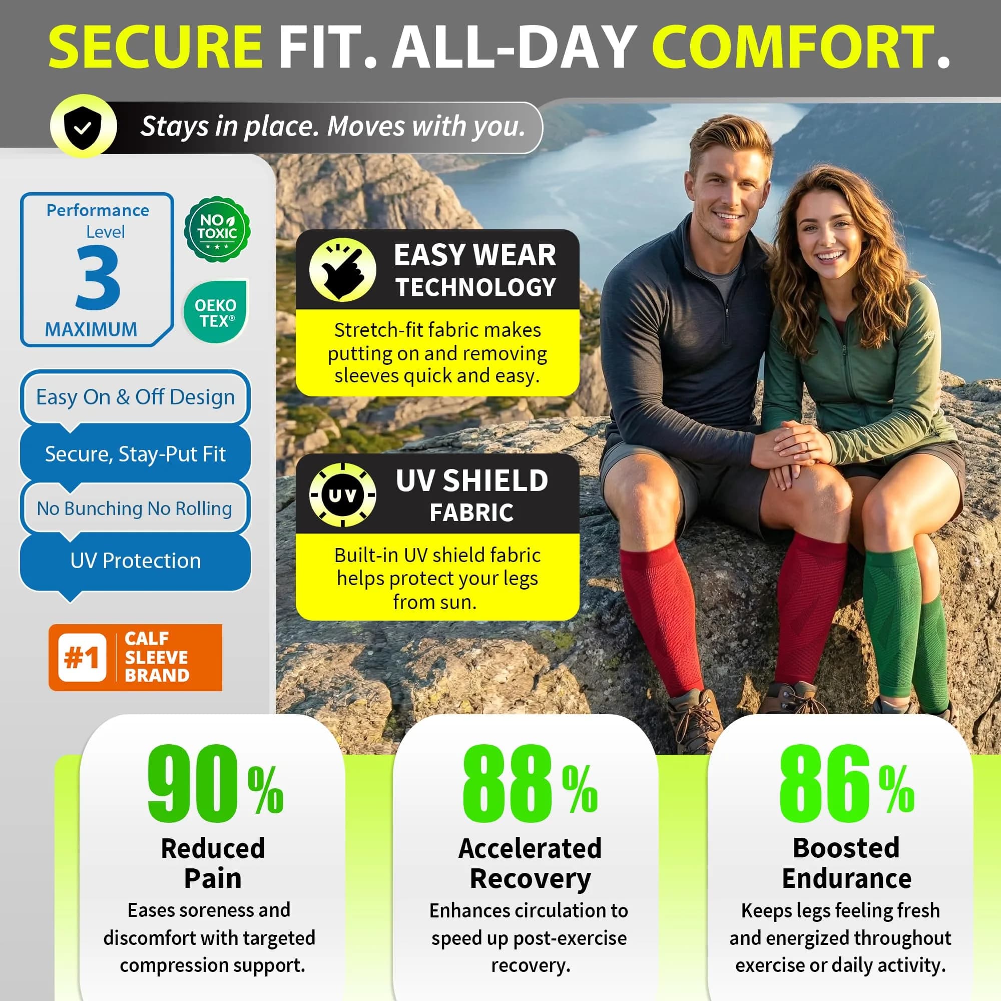 BLITZU Calf Compression Sleeves Large/X-Large Green | FDA Approved Orthopedic Brace for Shin Splints & Varicose Veins - view 5