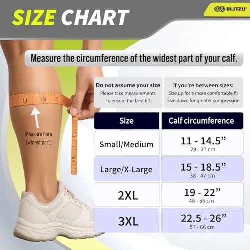 BLITZU Calf Compression Sleeves Large/X-Large Green | FDA Approved Orthopedic Brace for Shin Splints & Varicose Veins thumbnail 6
