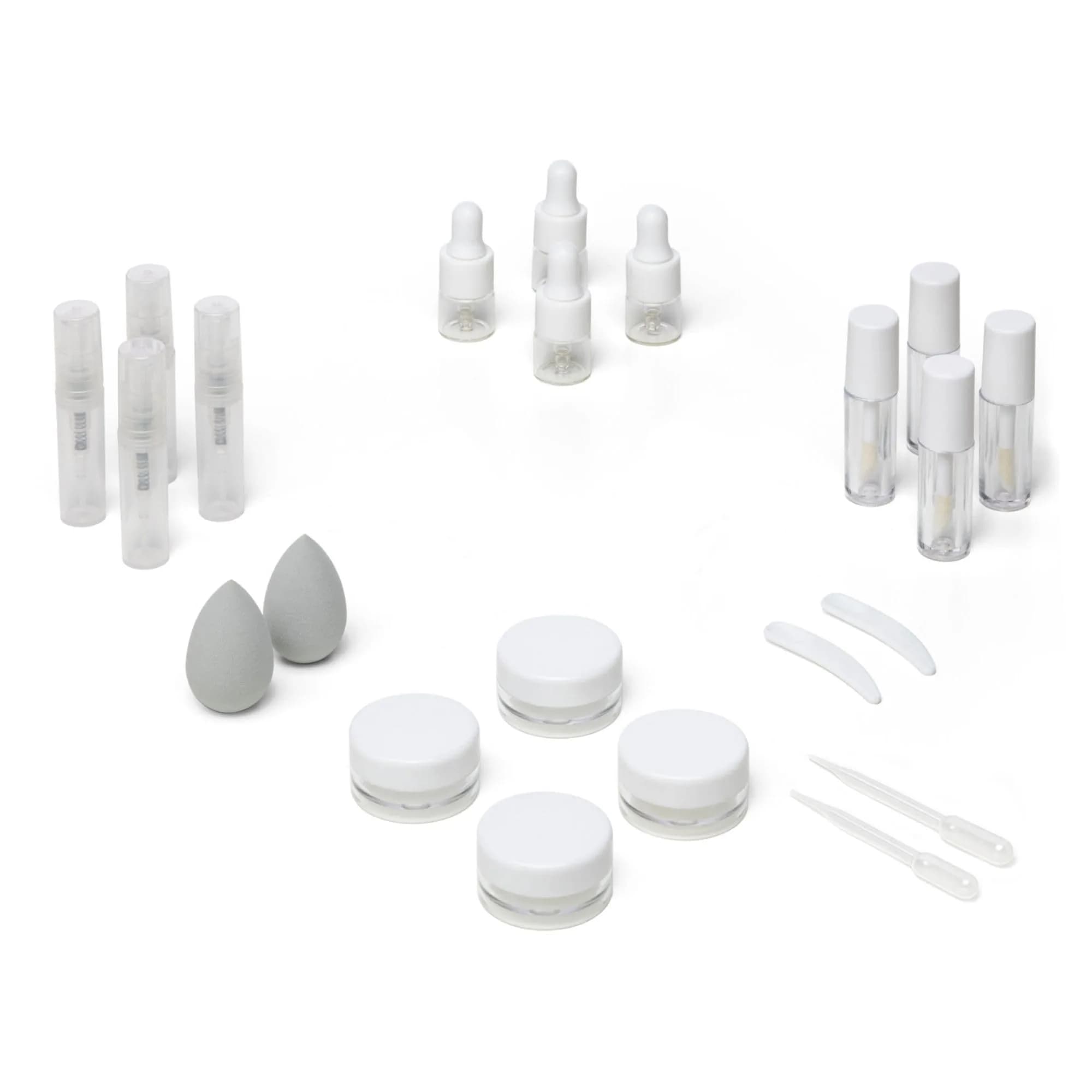 Vessara Mini Makeup Containers for Travel, 22-Piece Set | TSA Approved & Refillable Cosmetic Jars for Creams, Liquids, and Powders