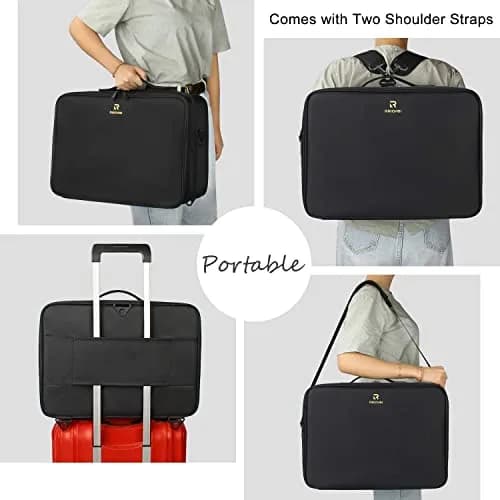 Relavel Extra Large Makeup Case and Clear Makeup Bag | Professional Travel Cosmetic Organizer with Adjustable Dividers & Shoulder Strap thumbnail 7