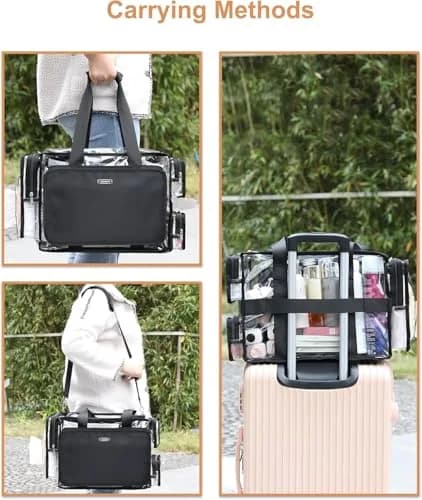 Relavel Extra Large Makeup Case and Clear Makeup Bag | Professional Travel Cosmetic Organizer with Adjustable Dividers & Shoulder Strap thumbnail 8