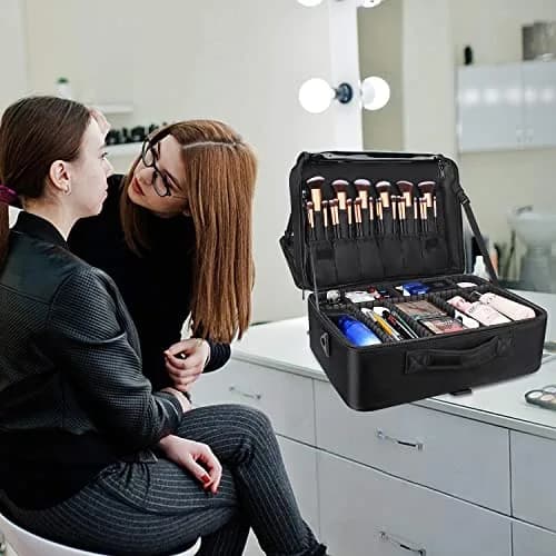 Relavel Extra Large Makeup Case and Clear Makeup Bag | Professional Travel Cosmetic Organizer with Adjustable Dividers & Shoulder Strap thumbnail 2