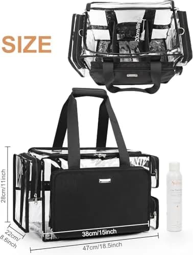 Relavel Extra Large Makeup Case and Clear Makeup Bag | Professional Travel Cosmetic Organizer with Adjustable Dividers & Shoulder Strap thumbnail 3