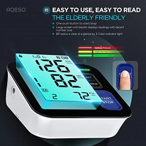 AQESO Automatic Upper Arm Blood Pressure Monitor with Medium/Large Cuff (9"-17") | Clinically Accurate Readings thumbnail 6