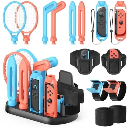MENEEA Switch Sports Accessories Bundle with Organizer Station for Nintendo Switch 2/1/OLED | 2-Player Pack thumbnail 1