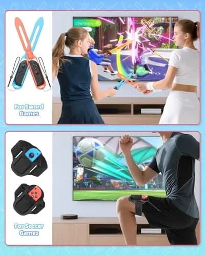MENEEA Switch Sports Accessories Bundle with Organizer Station for Nintendo Switch 2/1/OLED | 2-Player Pack thumbnail 6