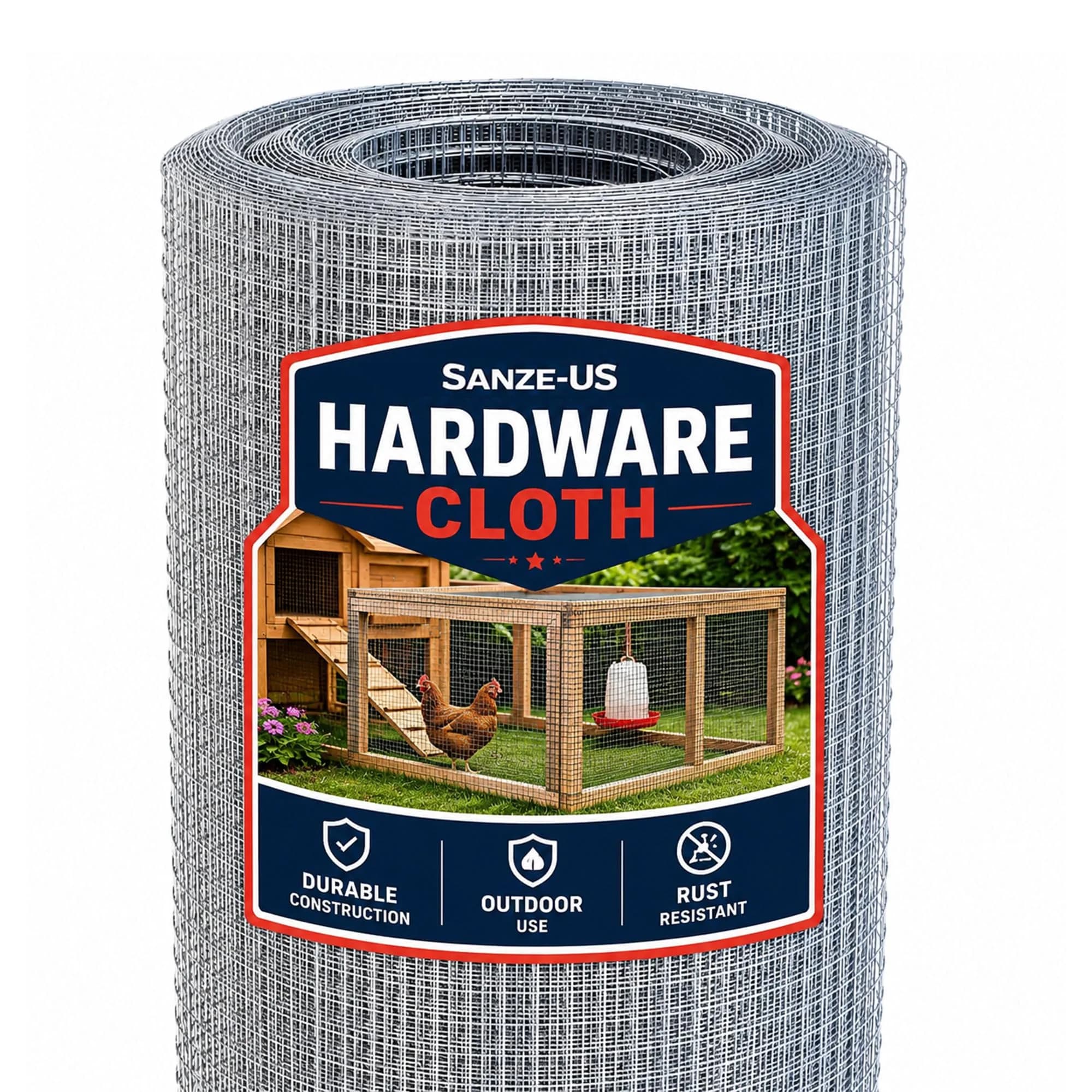 SANZEUS Hardware Cloth 1/2 Inch 24in x 50ft | Durable Galvanized Steel Mesh for Garden & Poultry — 1/2inch 24in×50ft