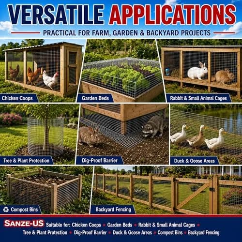 SANZEUS Hardware Cloth 1/2 Inch 24in x 50ft | Durable Galvanized Steel Mesh for Garden & Poultry thumbnail 5