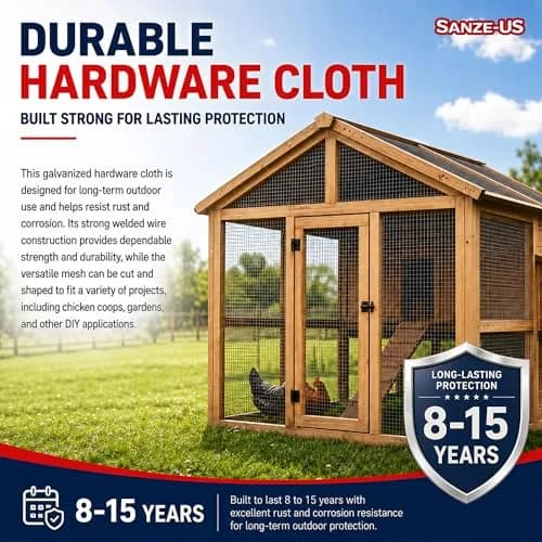 SANZEUS Hardware Cloth 1/2 Inch 24in x 50ft | Durable Galvanized Steel Mesh for Garden & Poultry thumbnail 7