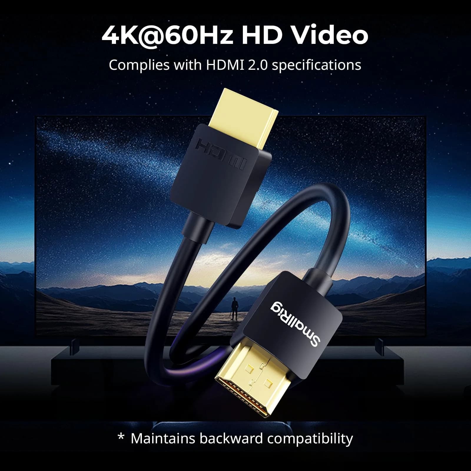 SMALLRIG Coiled HDMI Cable 2.0 (A to A) - 4K 60Hz Flexible TPU Camera Cord - view 3