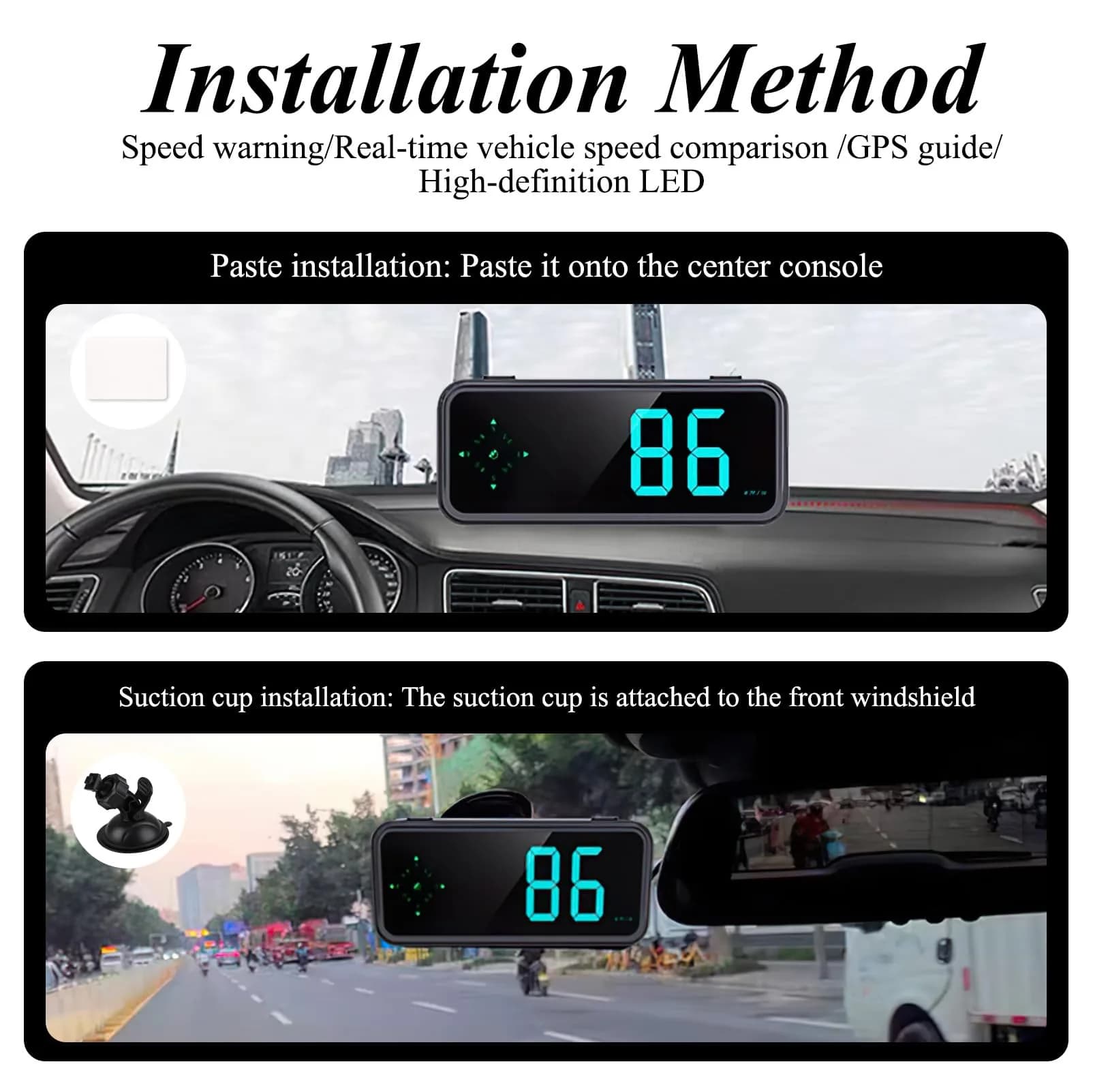 GUGUMO GPS Digital Speedometer for Car MPH | Universal HUD Speed Meter with LED Large Font thumbnail 2