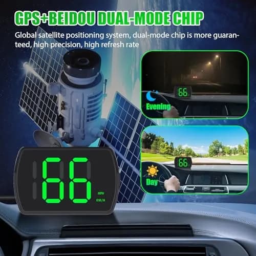 GUGUMO GPS Digital Speedometer for Car MPH | Universal HUD Speed Meter with LED Large Font & USB Cable thumbnail 4