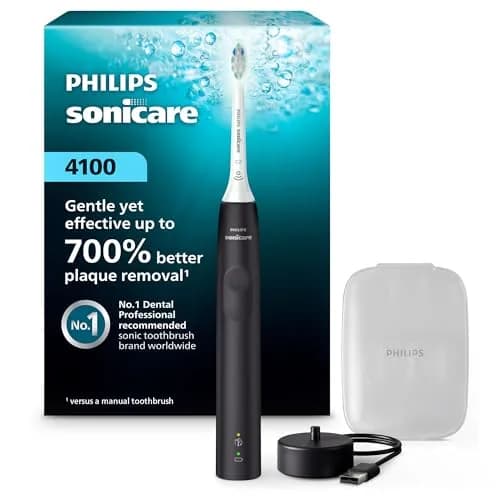 Philips Sonicare 4100 Rechargeable Electric Toothbrush with C2 Brush Head & Travel Case, Black thumbnail 1