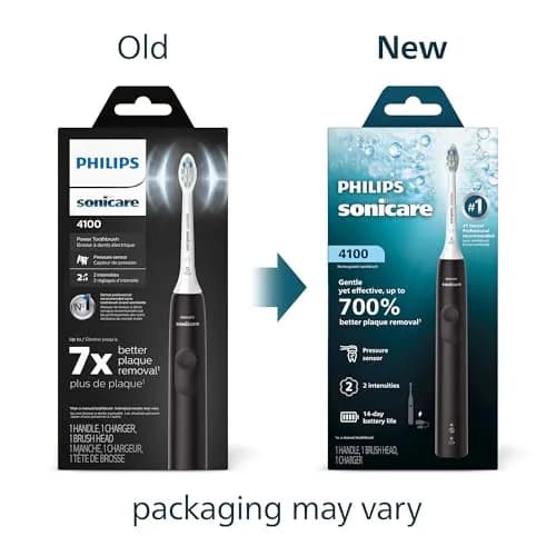Philips Sonicare 4100 Rechargeable Electric Toothbrush with C2 Brush Head & Travel Case, Black thumbnail 2