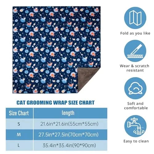ZINGTERRA Cat Grooming Wrap,Anti-Escape Cat Wrap for Grooming,Self-Adherent Soft Cat Blanket to Wrap,Anti-Bite,Clip Nails,Anti-Scratch,Cat Calming Wrap,Cat Burrito Wrap,Swaddle Wrap Pet Tool | Comfortable, Versatile & Reusable thumbnail 2