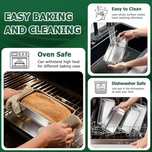 TeamFar Stainless Steel Loaf Pans Set of 8 | 23.5 x 12.7 x 6.4 cm (9.25 x 5 x 2.5 Inch) Baking Bread Pans thumbnail 4