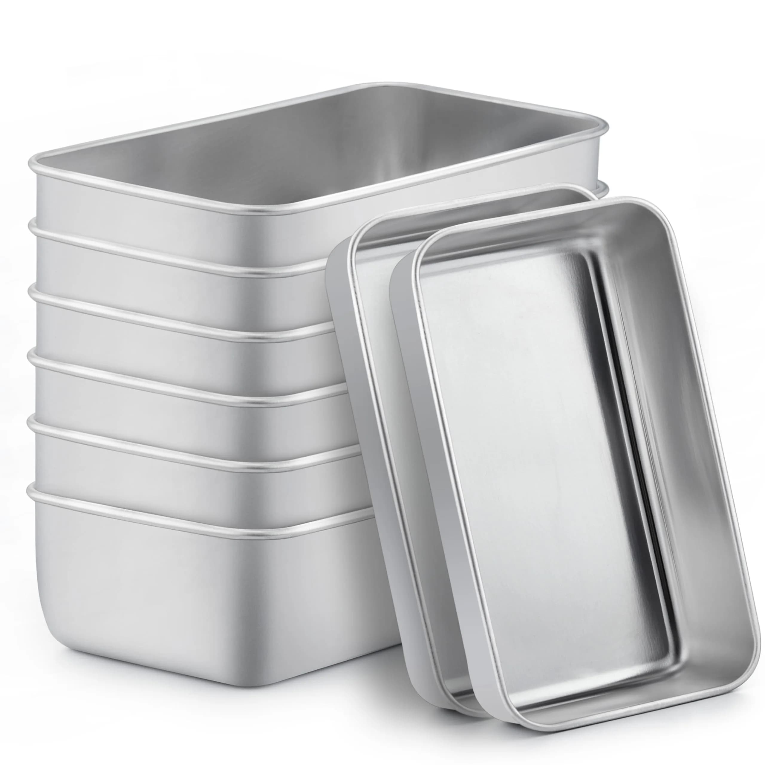 TeamFar Stainless Steel Loaf Pans Set of 8 | 23.5 x 12.7 x 6.4 cm (9.25 x 5 x 2.5 Inch) Baking Bread Pans - main product image