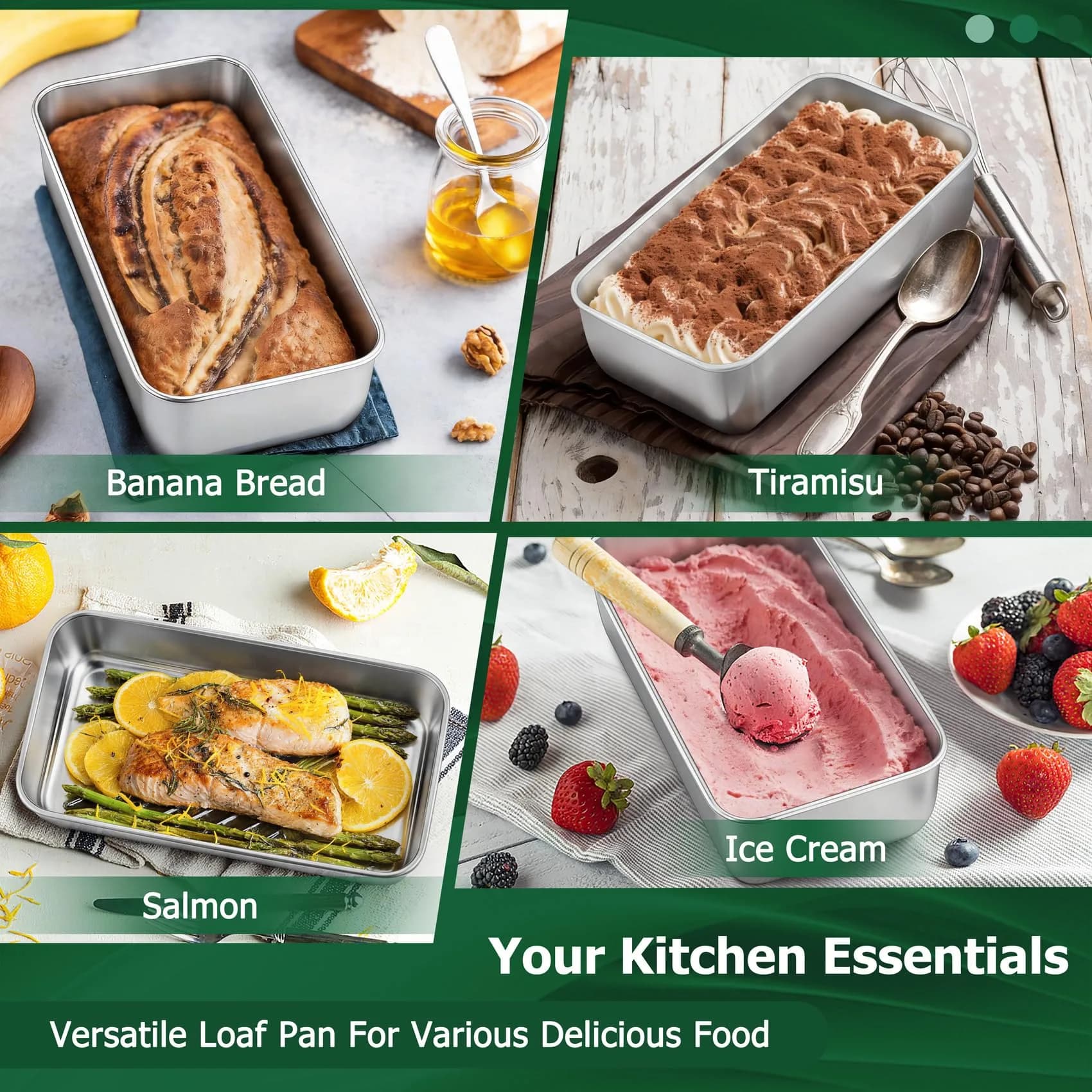 TeamFar Stainless Steel Loaf Pans Set of 8 | 23.5 x 12.7 x 6.4 cm (9.25 x 5 x 2.5 Inch) Baking Bread Pans - view 7