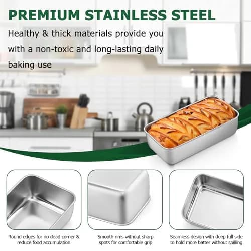 TeamFar Stainless Steel Loaf Pans Set of 8 | 23.5 x 12.7 x 6.4 cm (9.25 x 5 x 2.5 Inch) Baking Bread Pans thumbnail 3
