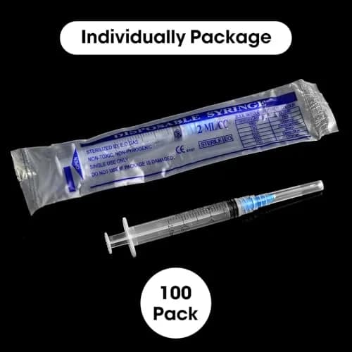 Maydeyy 2.5ml Luer Lock Syringe with 23Ga 1inch | Disposable Lab Supplies Pack of 100 thumbnail 6