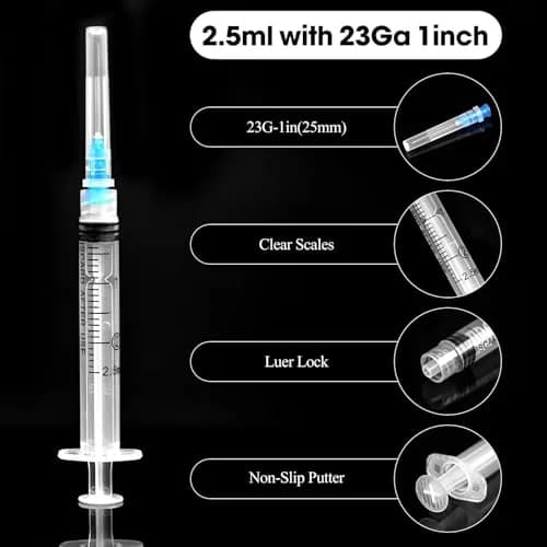 Maydeyy 2.5ml Luer Lock Syringe with 23Ga 1inch | Disposable Lab Supplies Pack of 100 thumbnail 2