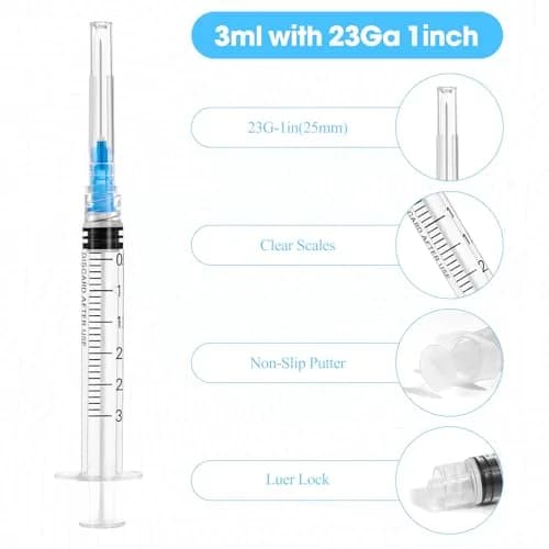 Maydeyy 3ml Syringe with Luer Lock, 23Ga 1inch | Leak-Proof, Sterile Lab Supplies thumbnail 2