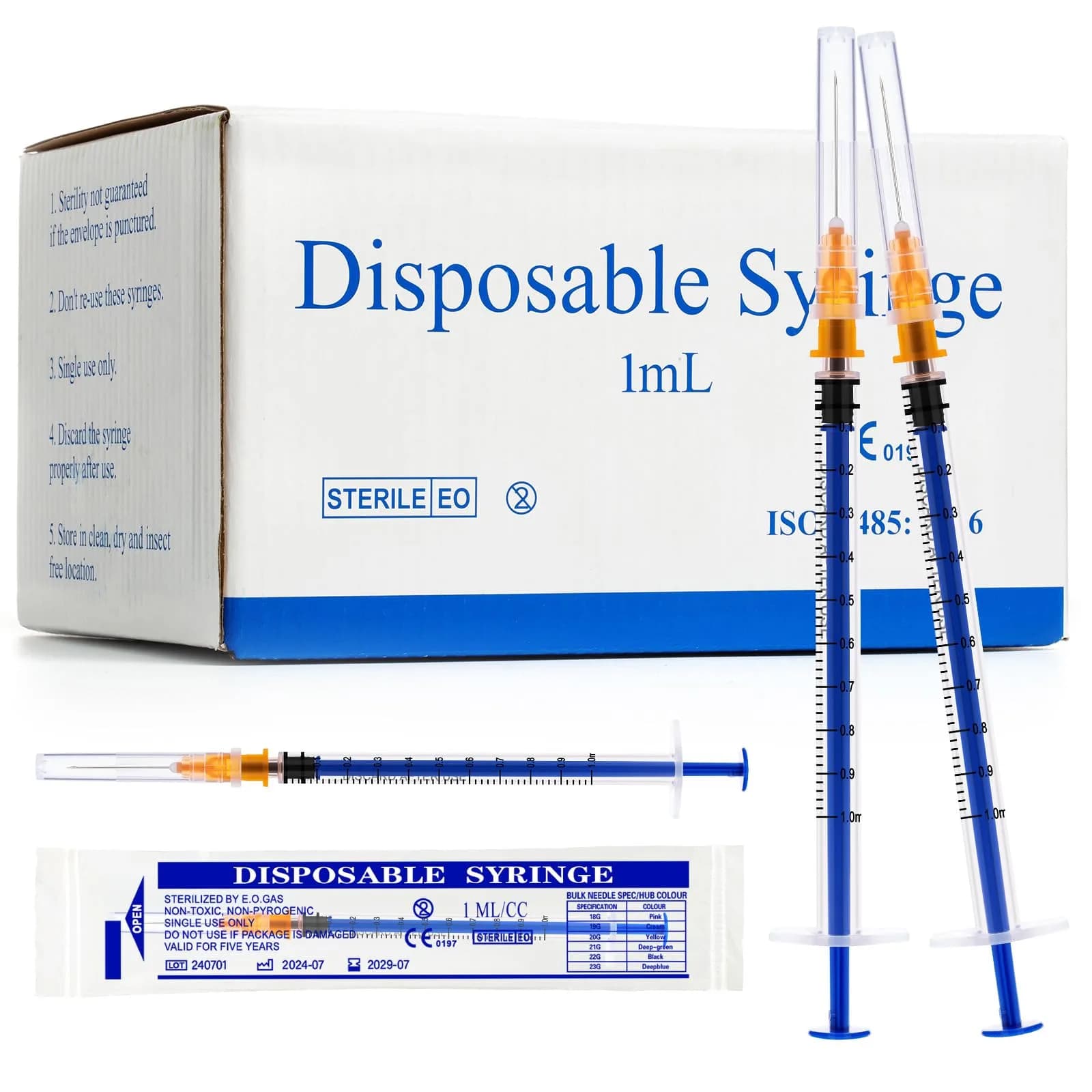 Maydeyy 2.5ml Luer Lock Syringe with 23Ga 1inch | Disposable Lab Supplies Pack of 100 — Plastic