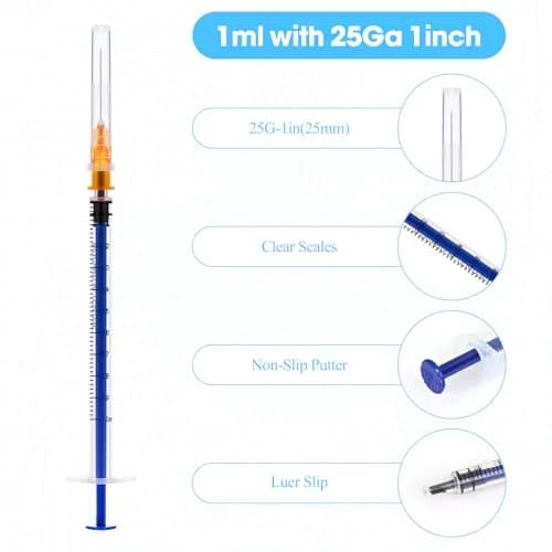 Maydeyy 1ml/cc Syringe 25G 1inch Disposable Pack of 100 | Precise Industrial Lab Tool thumbnail 2