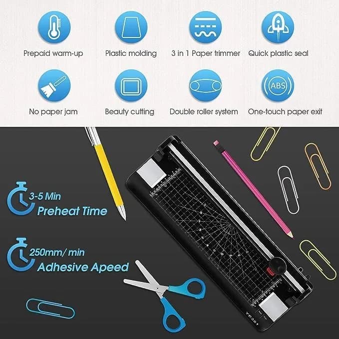 Eficentline YE381 13-inch Thermal & Cold Laminator Machine with 120 Pouches, Trimmer & Rounder | 297mm Max Width thumbnail 11