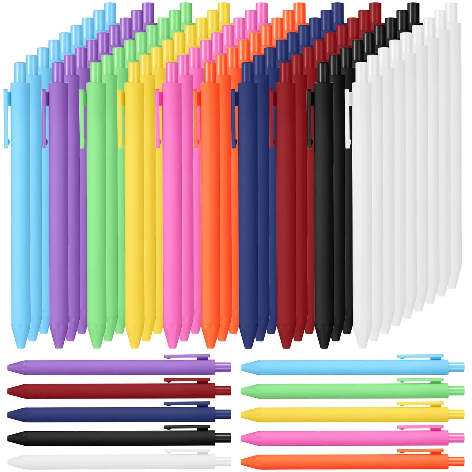 Teling Pastel Colors Inspirational Pens Bulk, 0.5mm Tip, 100 Count | Smooth Ink Flow — Classic Colors / Blank Style