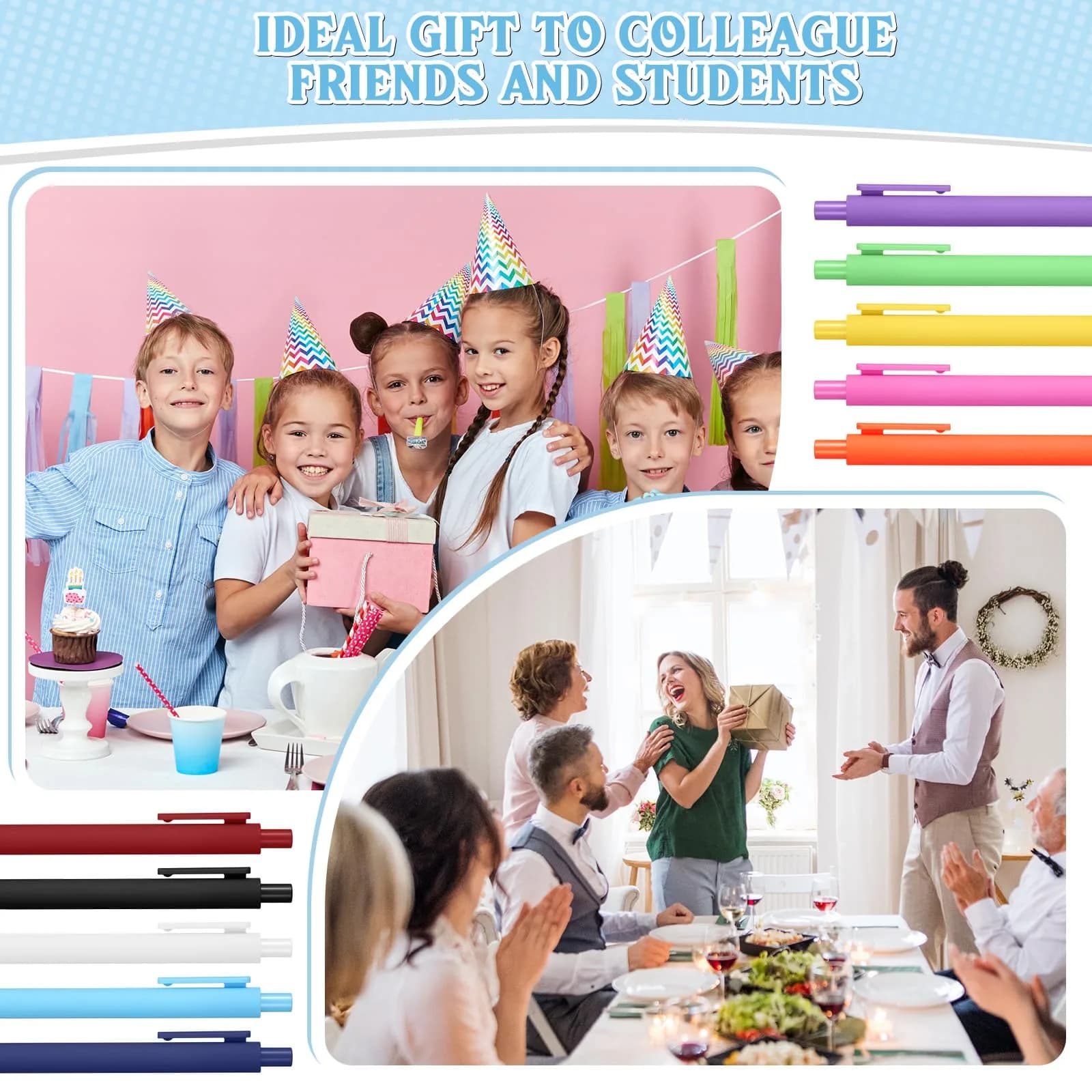 Teling 100 Pcs Inspirational Ballpoint Pens Bulk, Classic Colors, 0.5mm | Smooth Writing for Students & Office - view 7