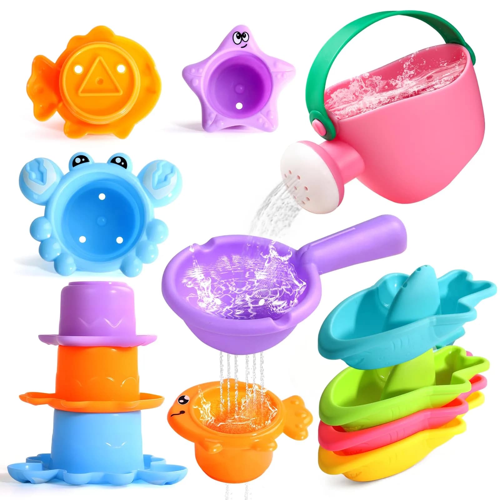 Fajiabao Toddler Bath Toys 9-Piece Ocean Set | BPA-Free Educational Water Play - main product image