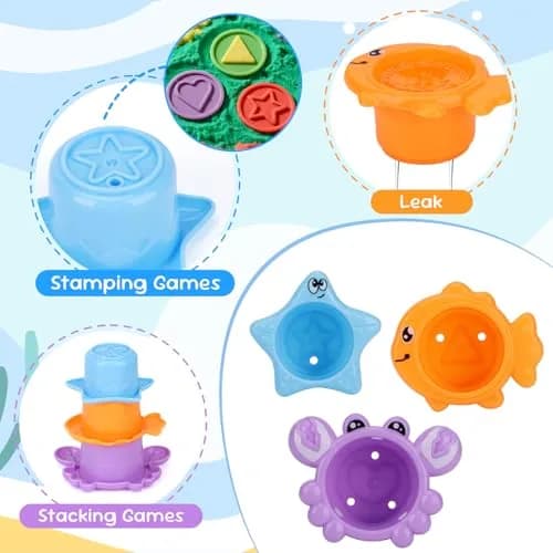 Fajiabao Toddler Bath Toys 9-Piece Ocean Set | BPA-Free Educational Water Play thumbnail 4