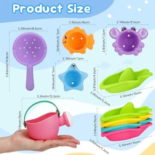 Fajiabao Toddler Bath Toys 9-Piece Ocean Set | BPA-Free Educational Water Play thumbnail 6