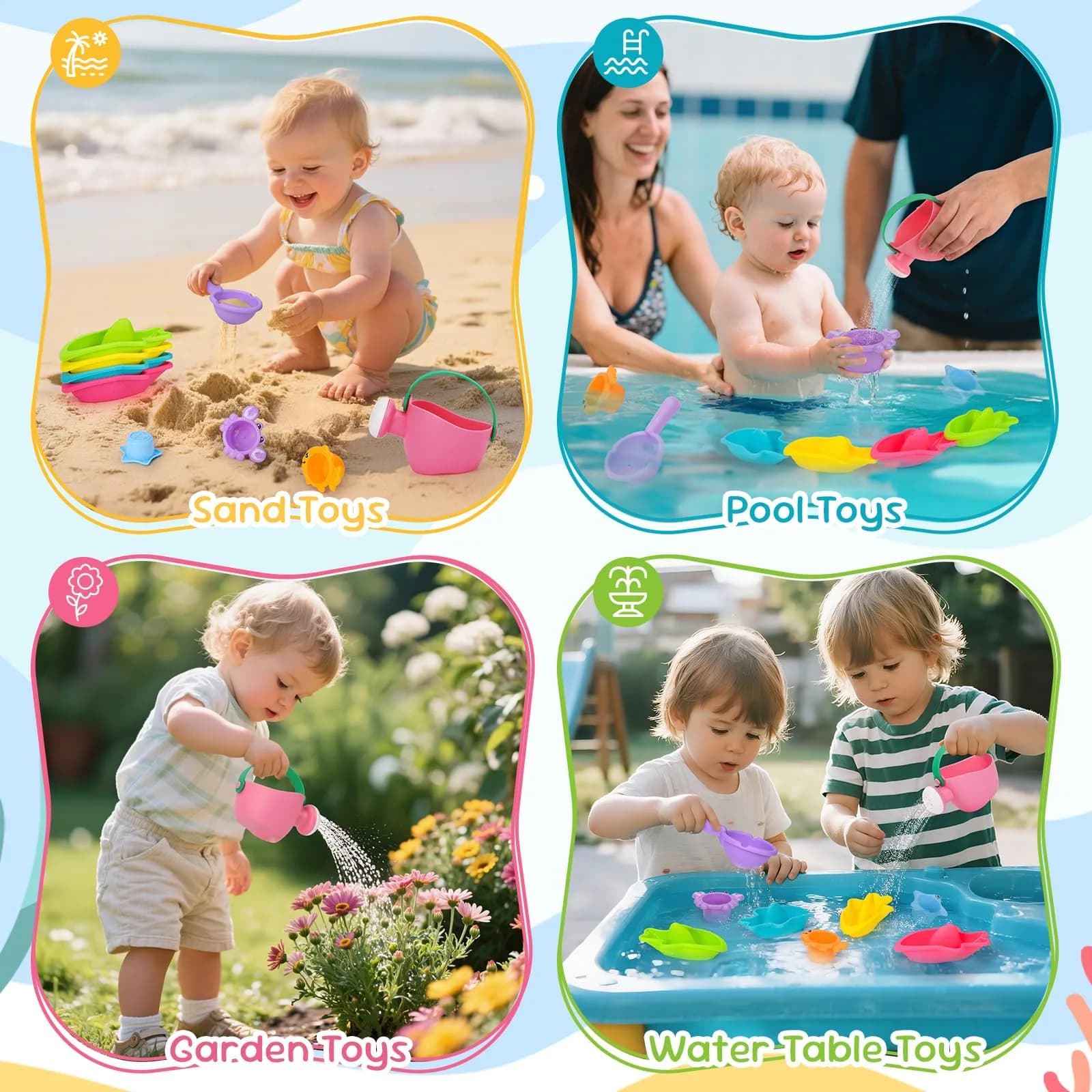 Fajiabao 9 Piece Baby Bath Toy Set for Toddlers 1-3 Years - Mold-Free Water Toys for Bathtub, Beach, Pool - Fun Gifts for 1+ Year Old Girls - view 7
