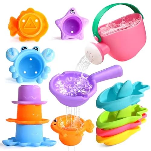 Fajiabao Toddler Bath Toys 9-Piece Ocean Set | BPA-Free Educational Water Play thumbnail 1