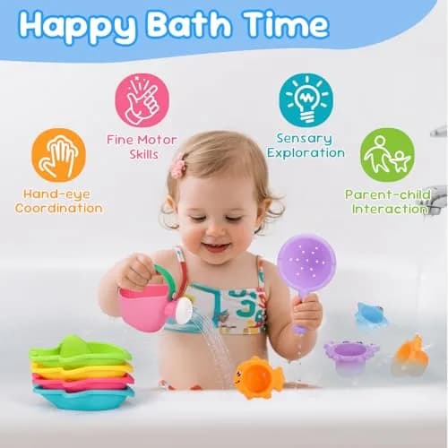 Fajiabao Toddler Bath Toys 9-Piece Ocean Set | BPA-Free Educational Water Play thumbnail 2