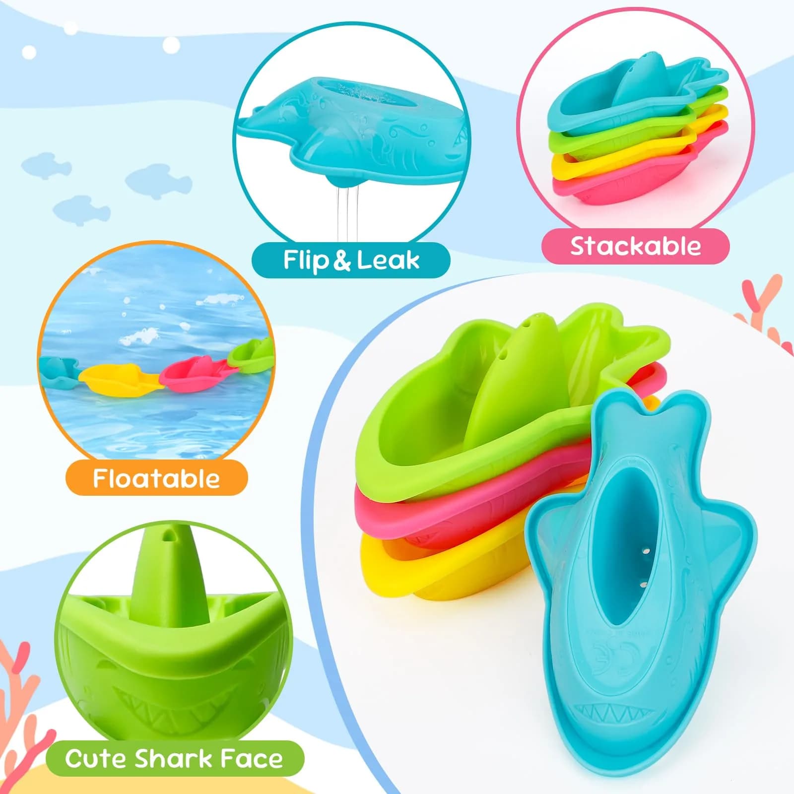 Fajiabao 9 Piece Baby Bath Toy Set for Toddlers 1-3 Years - Mold-Free Water Toys for Bathtub, Beach, Pool - Fun Gifts for 1+ Year Old Girls - view 3