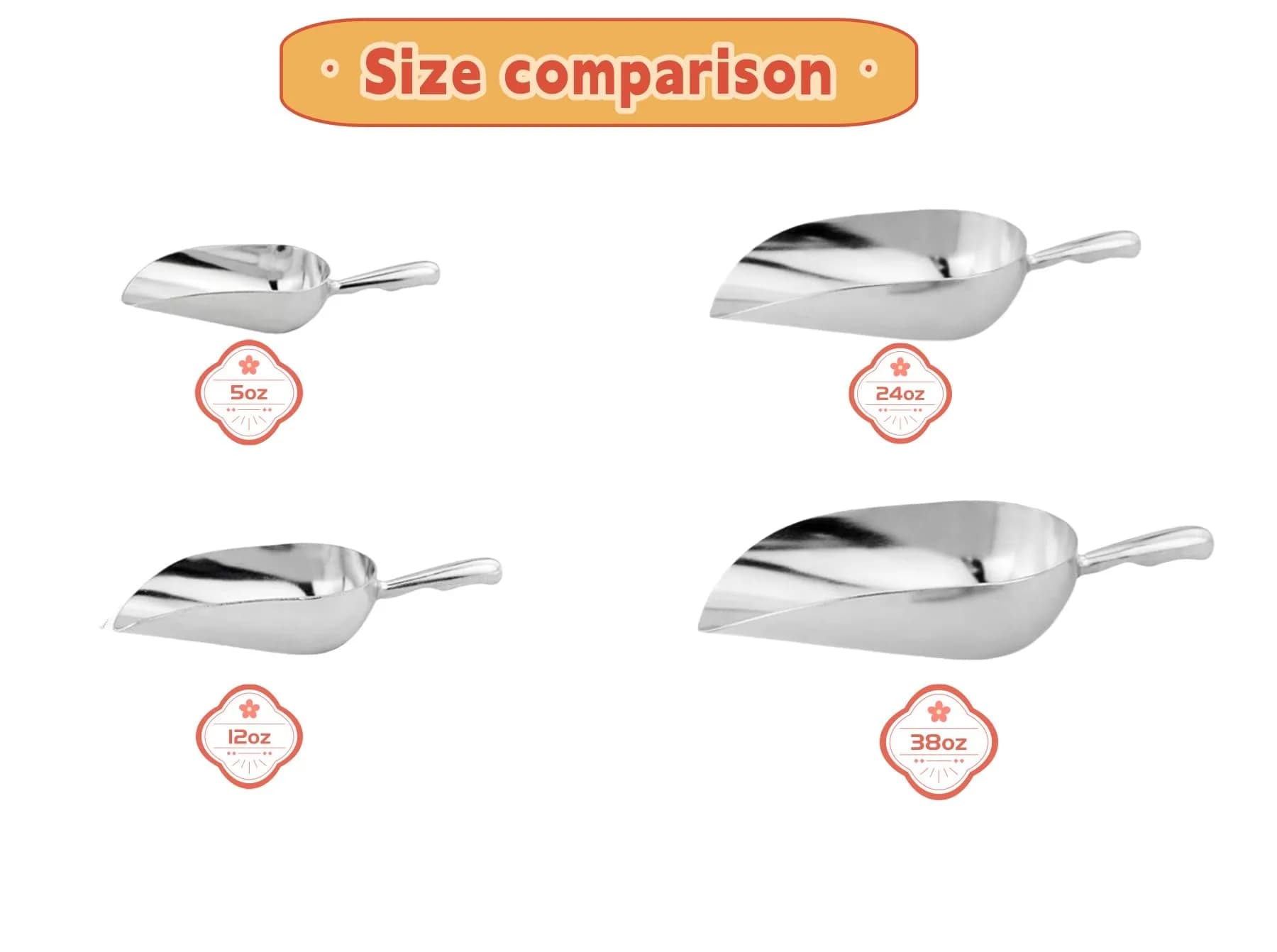 RyanDesign Heavy-Duty Cast Aluminum Kitchen Scoop 12oz (355ml) | Commercial Grade Rust-Proof S-Handle for Ice, Flour, Pet Food - view 7