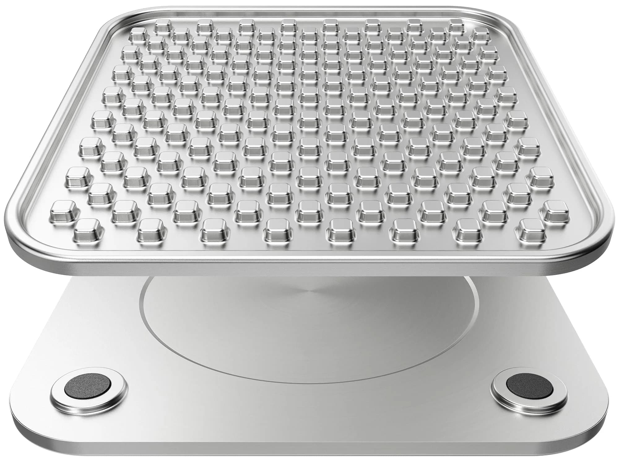 Feedoo Double Wall Stainless Steel Lick Mat for Dogs & Cats - Chew Proof, Non-Slip Base, Slow Feeder Pad (24.5 cm x 24.5 cm x 1 cm)