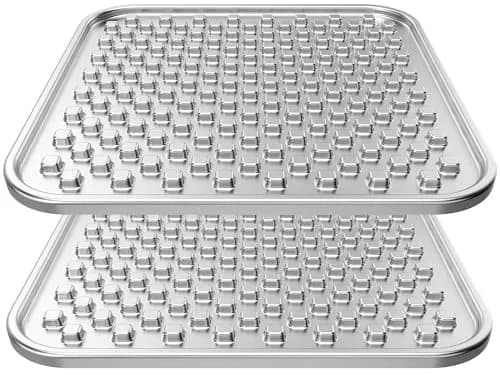 Feedoo Double Layer Stainless Steel Lick Mat for Dogs & Cats 25.19 cm (9.92 in) 2-Pack | Chew-Proof & Non-Slip for Anxiety Relief thumbnail 1